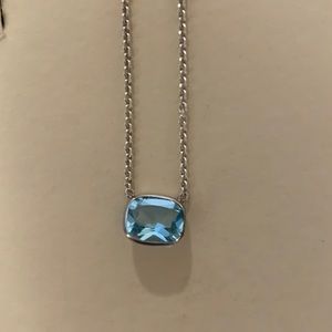 Cushion cut blue topaz pendant